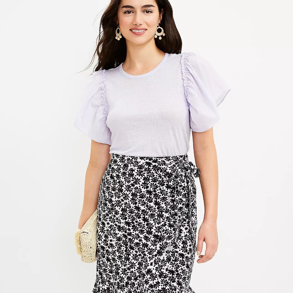 LOFT Daisy Ruffle Wrap Skirt
